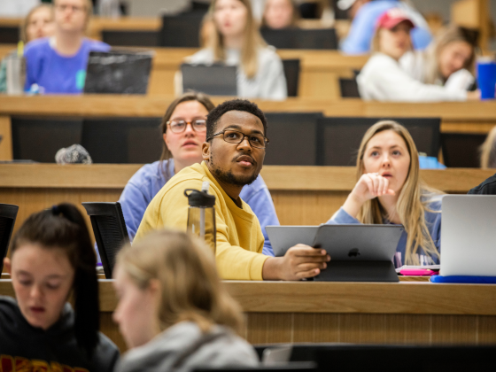 Students in class looking forward.